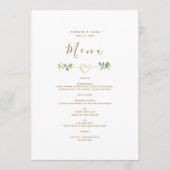 Menu Greenery Gold Heart Wedding (Devant)
