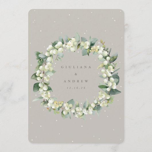 Menu Greige Snowberry+Eucalyptus 3 Parcours Mariage (Dos)