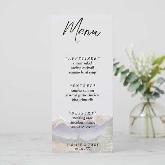 Menu Grey Colorado Rocky Mountain Mariage Réception (Debout devant)