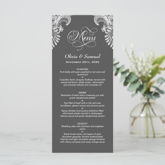 Menu Grey Lace Wedding (Debout devant)