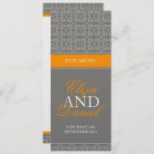menu Grijs en oranje gespannen bruiloft (Voorkant / Achterkant)