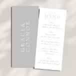 Menu Gris clair Minimal Blanc Simple Mariage<br><div class="desc">Menu Simple Mariage gris clair minimal blanc. Ce menu fait partie d'une suite et d'une collection de Mariages uniques de Phrosne Ras Design.</div>