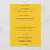 Menu gris et jaune de mariage damassé (Dos)