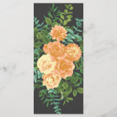 Menu Gris foncé Pêche Mariage Floral moderne (Dos)