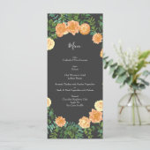 Menu Gris foncé Pêche Mariage Floral moderne (Debout devant)