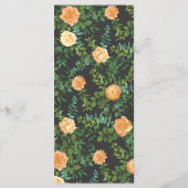 Menu Gris foncé Pêche Mariage Floral moderne (Dos)