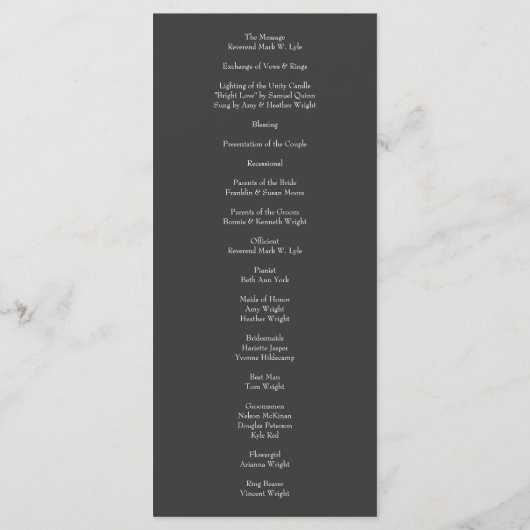 Menu Gris foncé Pêche Mariage Floral moderne (Dos)