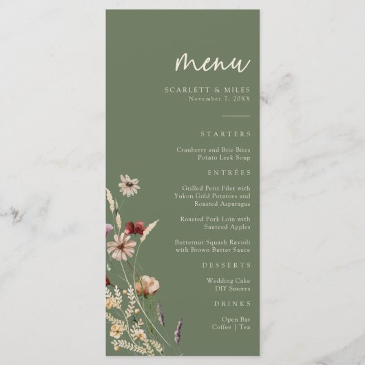 Menu Groene Boho Wedding (Voorkant)