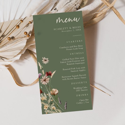 Menu Groene Boho Wedding
