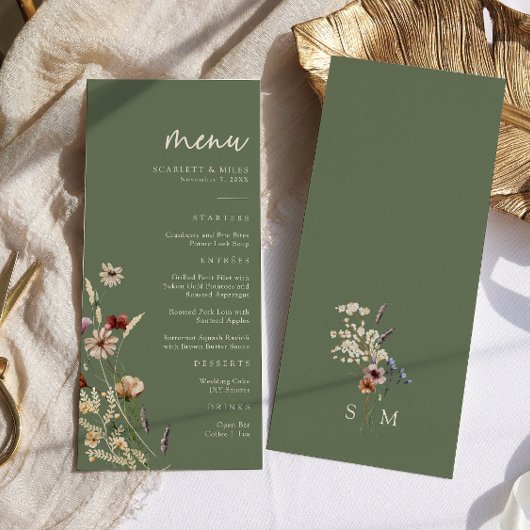 Menu Groene Boho Wedding