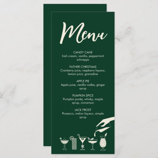 menu Groene feestretro cocktail (Voorkant / Achterkant)