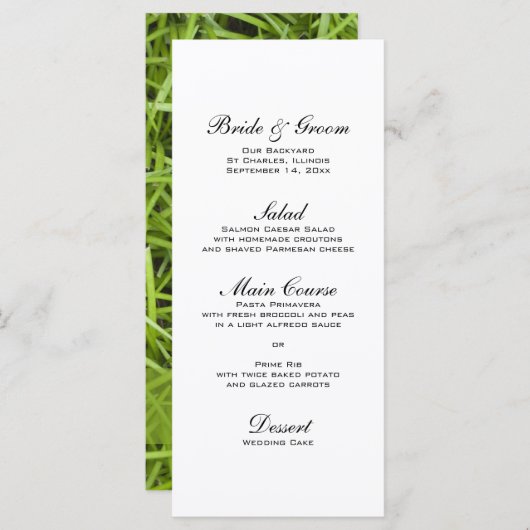 Menu Groene grass Backyard Wedding (Voorkant / Achterkant)