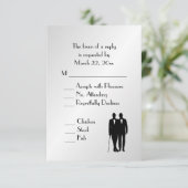 Menu Groom et Groom Mariage RSVP Argent (Debout devant)