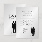 Menu Groom et Groom Mariage RSVP Argent (Devant / Derrière)