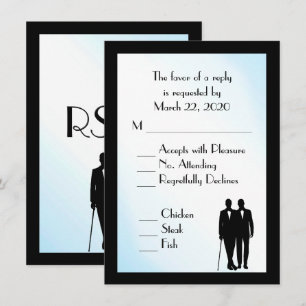 Menu Groom et Groom Mariage RSVP Blue