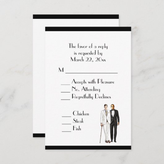 Menu Groom et Groom Mariage RSVP Classic White (Devant / Derrière)