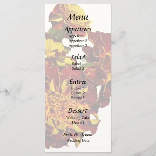 Menu Groupe de différents types de Marigolds (Devant)