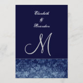 Menu grunge de mariage de bleu marine (Dos)