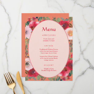 Menu Guirlande fleurie orange Réception de mariage chin