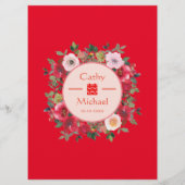 Menu Guirlande fleurie rouge Réception de mariage chino (Dos)