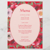 Menu Guirlande fleurie rouge Réception de mariage chino (Devant)