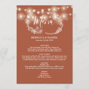 Menu Guirlande Lumineuse Mariage Floral Terracotta