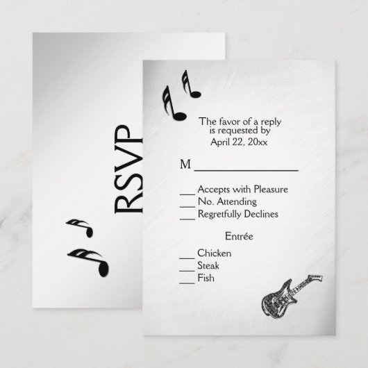 Menu Guitare RSVP Choix (Devant / Derrière)