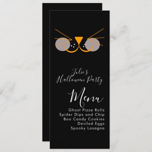 Menu Halloween Cat Cute Costume Party (Devant / Derrière)