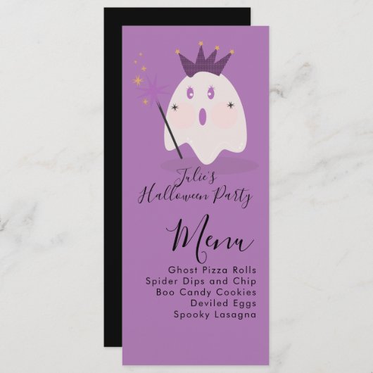 Menu Halloween Ghost Cute Ghoul Costume Party (Voorkant / Achterkant)