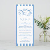 Menu hand drawn Blue Couple Swan Whimsical Wedding (Debout devant)