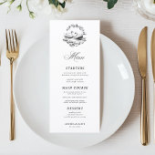 Menu Hand Drawn Botanical Vintage Swan White Wedding