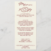 Menu Hand Drawn Burgundy Whimsical Quirky Wedding (Devant)
