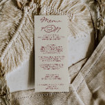 Menu Hand Drawn Burgundy Whimsical Quirky Wedding<br><div class="desc">A colorful retro funky modern burgundy wedding dinner menu. Which features chic template design of boho vintage milky beige background and deep red typography and hand written menu in burgundy. And hand drawn plate and fork and spoon. Perfect and matching with the whole suite.</div>
