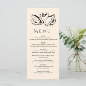 Menu hand drawn Couple Swan Whimsical Wedding (Debout devant)