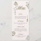 Menu Hand Drawn Green Retro Illustrated Dinner Wedding (Devant)