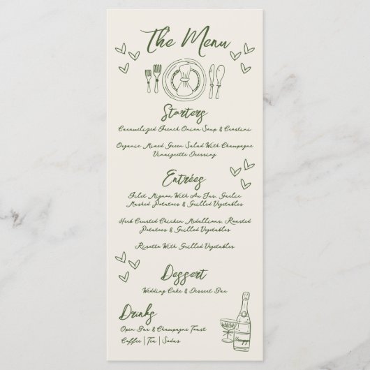 Menu Hand Drawn Retro Wedding (Devant)