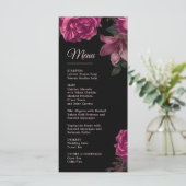 Menu Hand Drawn Roses Dark Romantic Wedding (Debout devant)