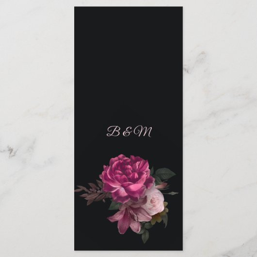 Menu Hand Drawn Roses Dark Romantic Wedding (Dos)