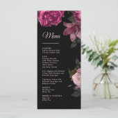 Menu Hand Drawn Roses Dark Romantic Wedding (Debout devant)