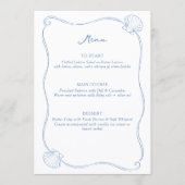 Menu Hand Drawn Seashells Coastal Blue and White (Devant)