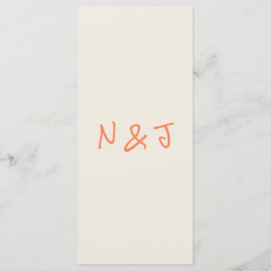 Menu Hand Written Drawn Coral Retro Quirky Wedding (Dos)