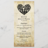 Menu Hanging Heart Tree Vintage Weddenschap (Voorkant)
