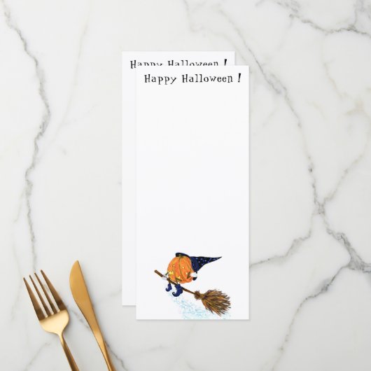 Menu Happy Halloween sorcière Citrouille Volant Chambre (Devant/Arrière en situation)