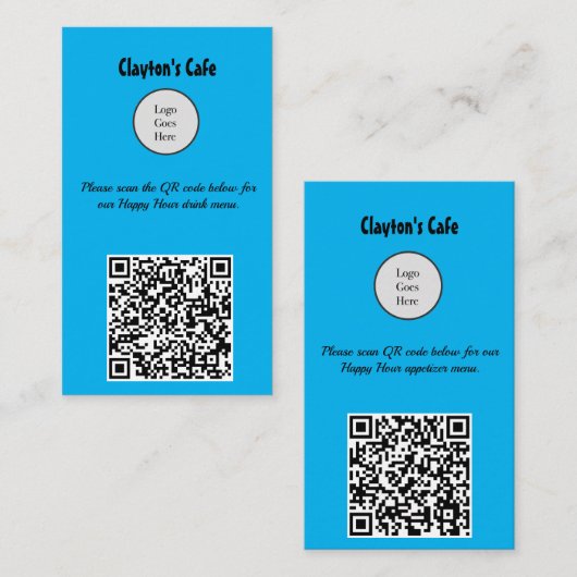 menu Happy Hour van het restaurant met QR-code (Voorkant / Achterkant)