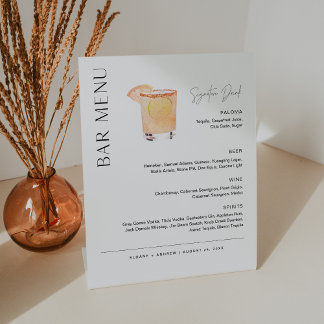 Menu HARLOW Wedding Bar, Signature Drink Reclamebord Met Voetstuk