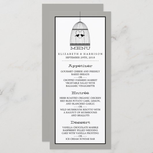 Menu  hartslag bruiloft (Voorkant / Achterkant)