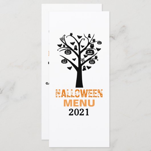 Menu Haunted Forest Halloween (Devant / Derrière)