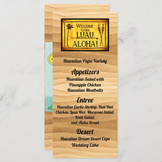 Menu Hawaiian Luau Wedding Flat (Voorkant / Achterkant)