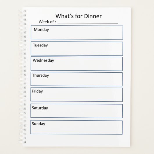 Menu Hebdomadaire Carte d'effacement à sec - Quoi  (Devant)