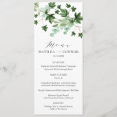 Menu Hedera | Élégante typographie Mariage gris ou part (Devant)